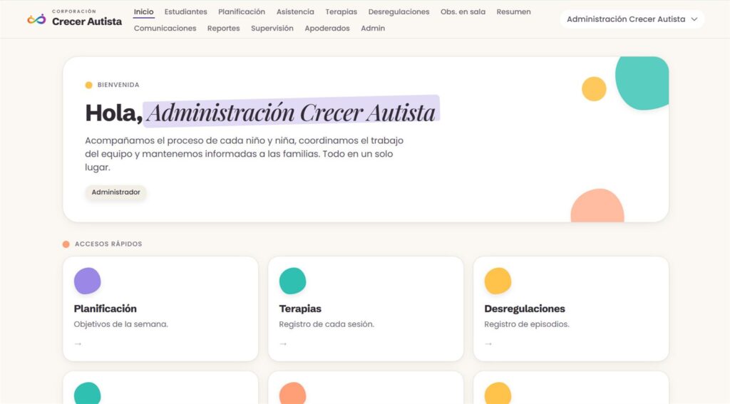 Plataforma digital de seguimiento de Crecer Autista